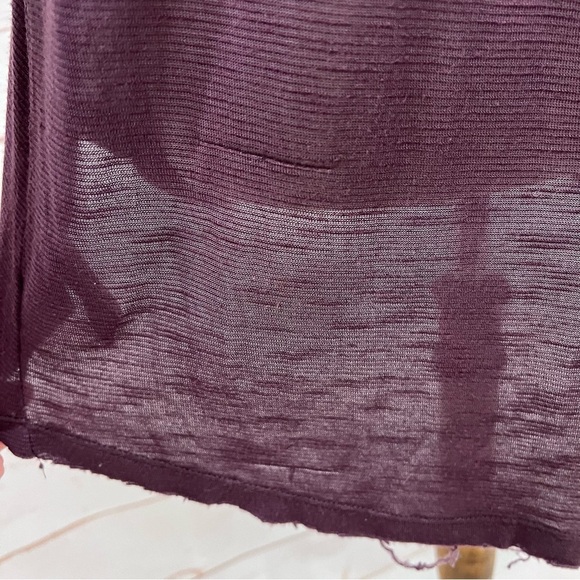 Free People The Gatsby Embroidered Mesh Wine Long Sleeve V-Neck Tee Tunic Top - Picture 14 of 14